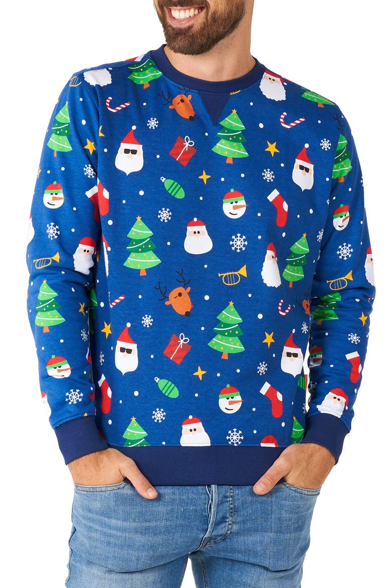 X-Mas Festivity Long Sleeve Sweater, Main, color, BLUE