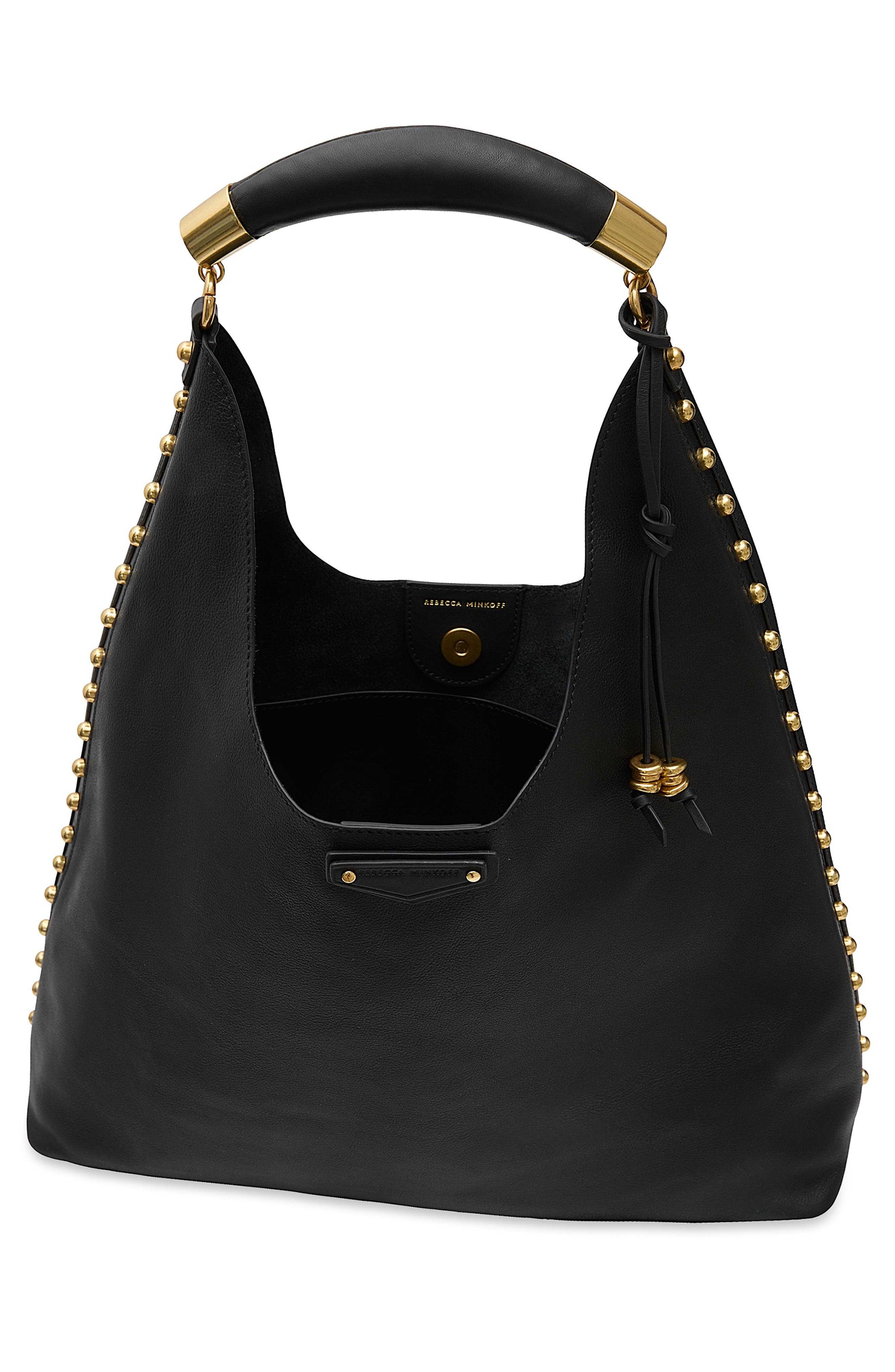 Nolita Leather Hobo, Alternate, color, BLACK