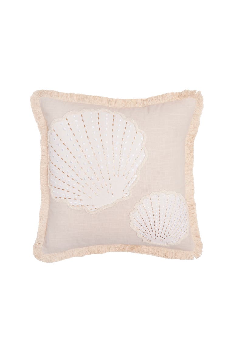 Gold Coast Scallop Shells Throw Pillow, 18" x 18", Main, color, Beige