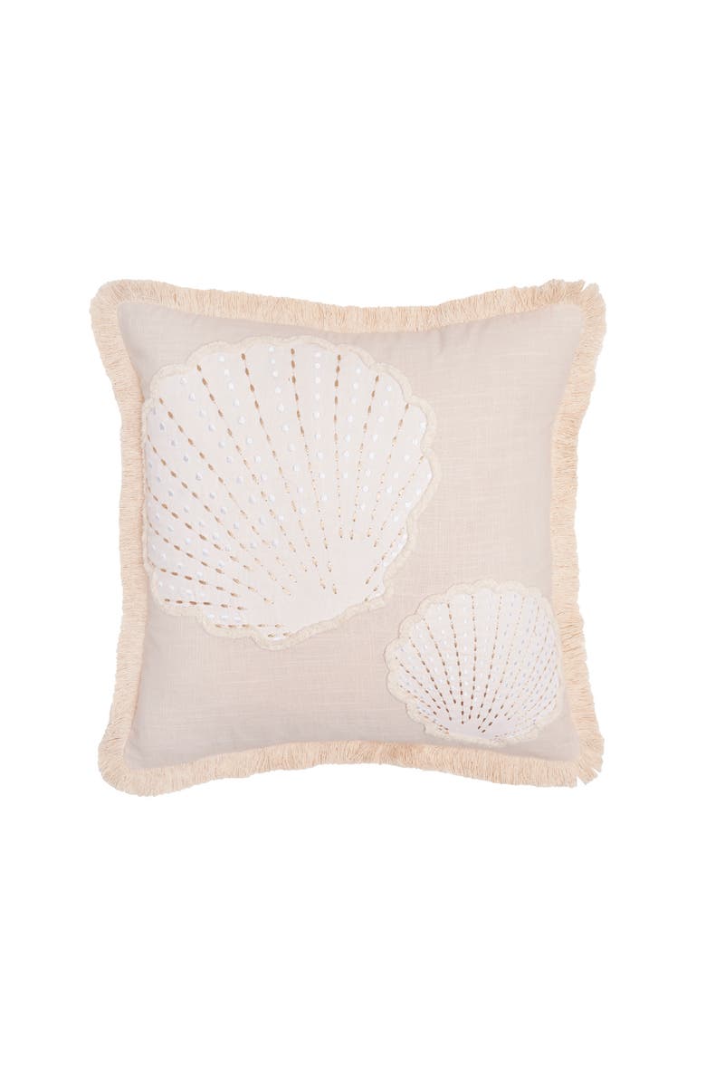 C&F Home Gold Coast Scallop Shells Throw Pillow, 18" x 18", Main, color, Beige