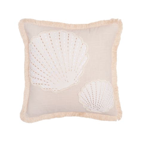 Gold Coast Scallop Shells Throw Pillow, 18" x 18"