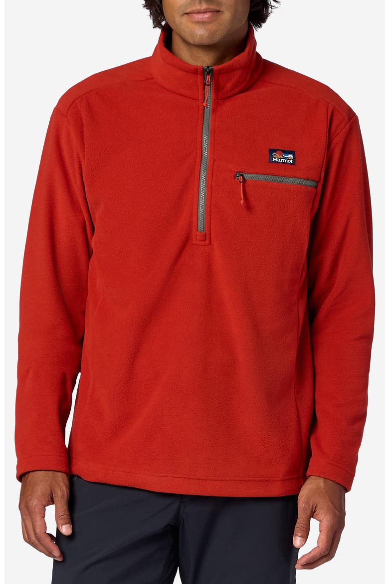Upward Half Zip Fleece Pullover, Main, color, SUMAC