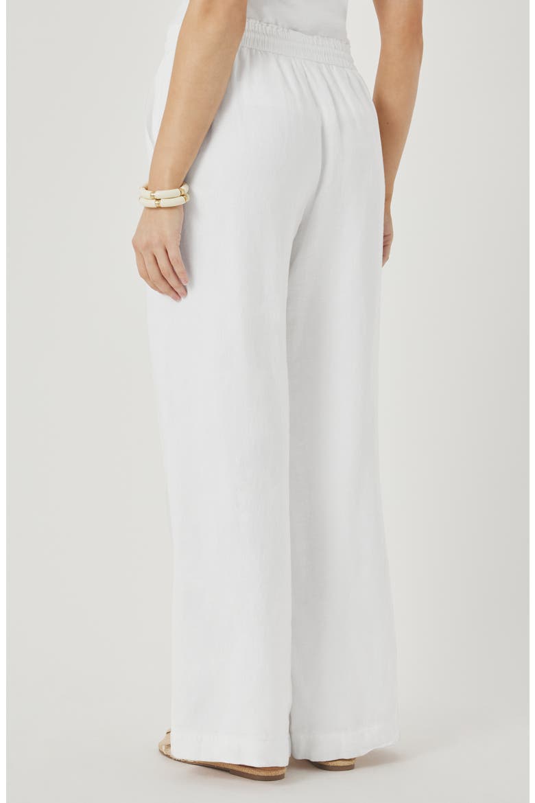 Stella Paperbag Linen Wide Leg Pants, Alternate, color, WHITE