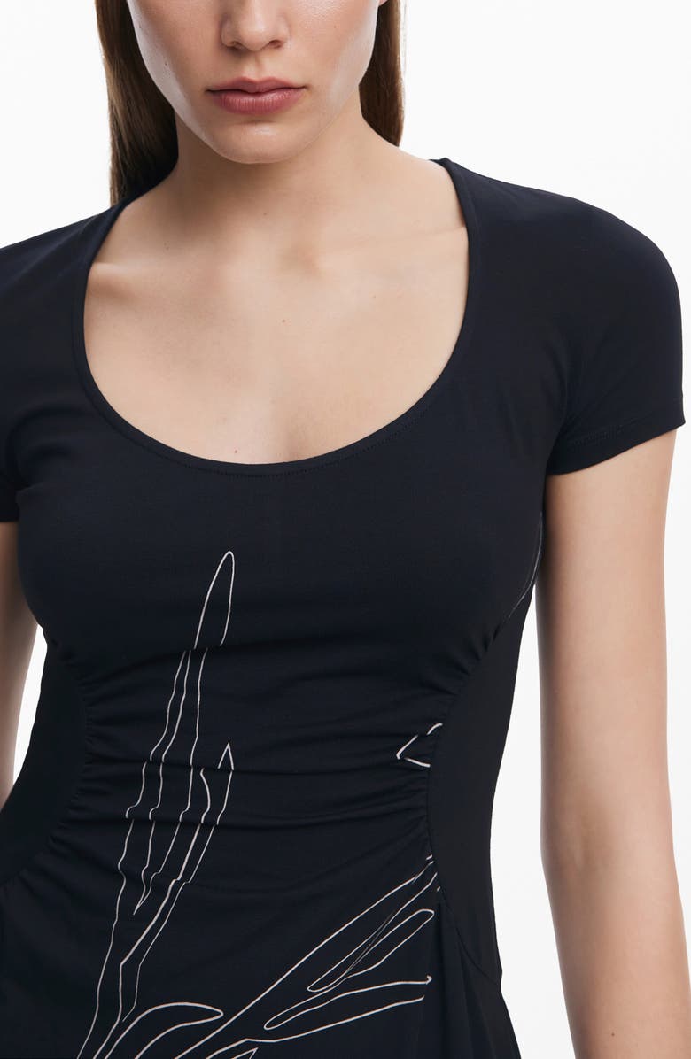 Desigual A-Line Midi Dress, Alternate, color, Black