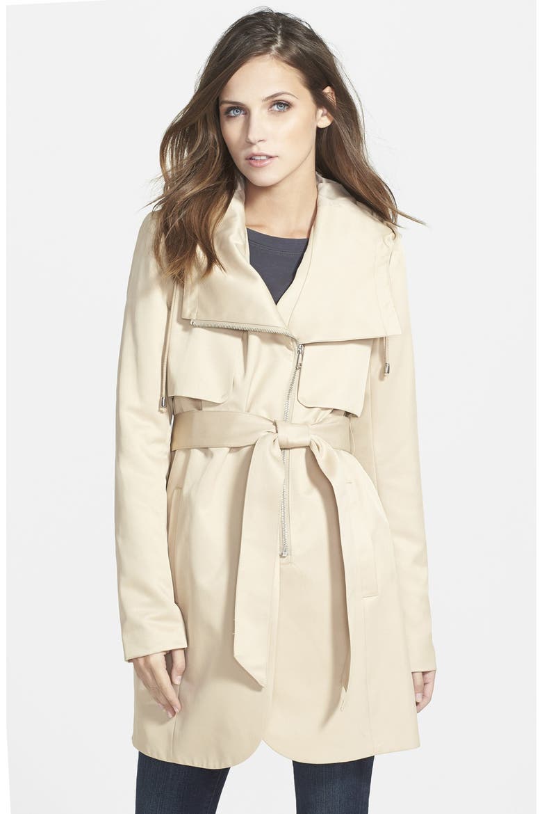 Tulip Hem Hooded Raincoat, Main, color, NATURAL