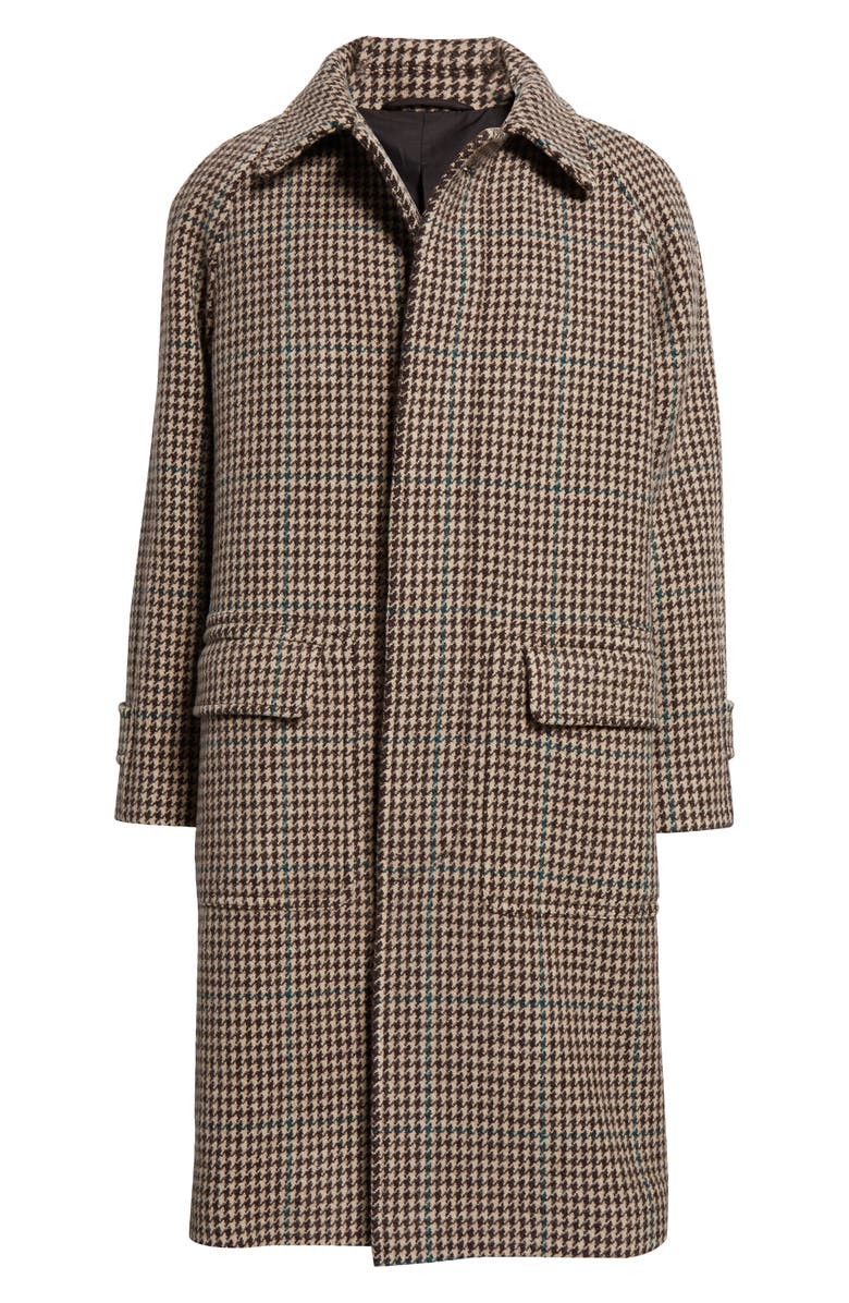Drake's Houndstooth Virgin Wool Overcoat, Alternate, color,