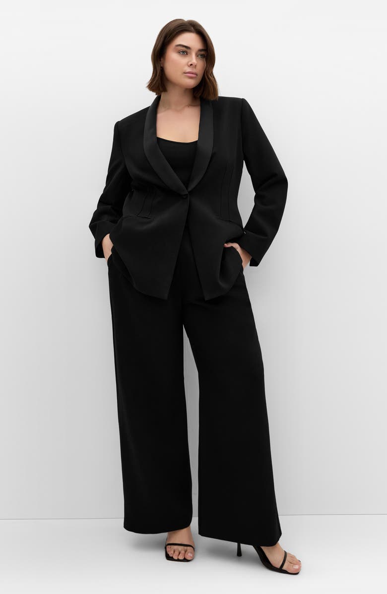 City Chic Alece Pleat Wide Leg Pants, Alternate, color, Black