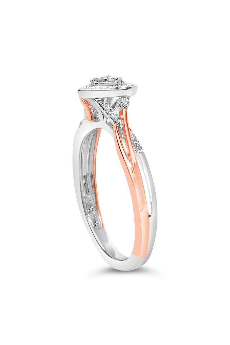 14K Rose Gold Plated Sterling Silver 1/10 Cttw Diamond Heart Motif Ring, Alternate, color, White Gold over Silver