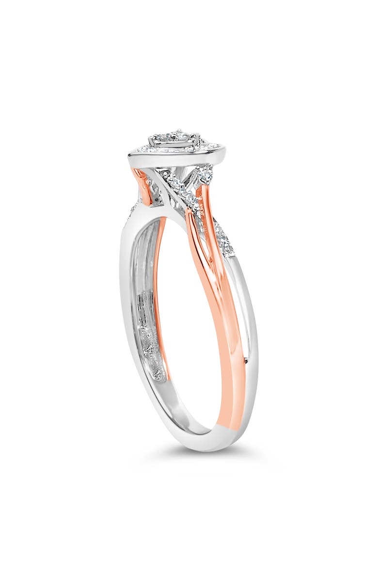 Haus of Brilliance 14K Rose Gold Plated Sterling Silver 1/10 Cttw Diamond Heart Motif Ring, Alternate, color, White Gold Over Silver