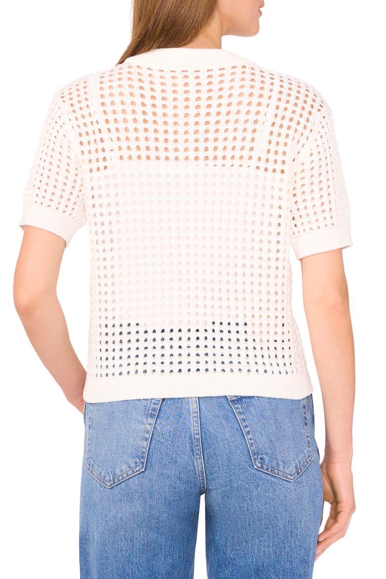 Open Stitch Short Sleeve Cardigan, Alternate, color, ANTIQUE WHITE