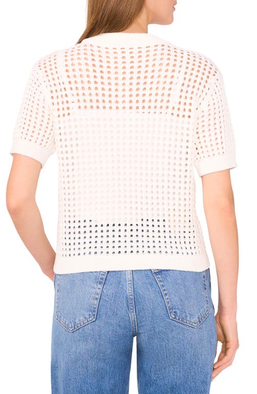 CECE CECE OPEN STITCH SHORT SLEEVE CARDIGAN 