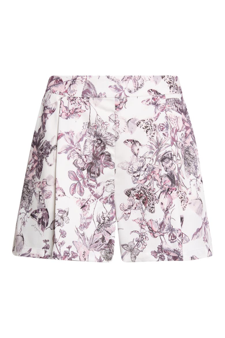 Sylie Butterfly Print Shorts, Alternate, color, VINTAGE WHITE WATERCOLOR BFLY