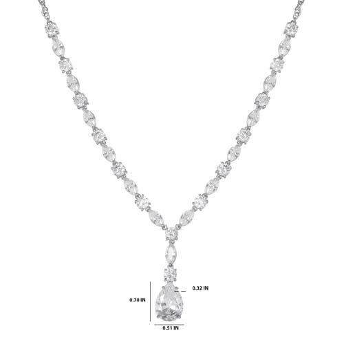 Jessica Simpson Crystal Drop Pendant Necklace In Silver