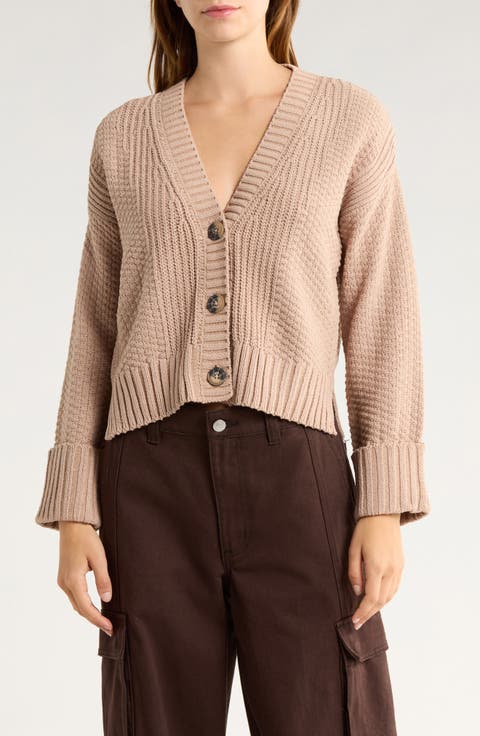 Roll Cuff Stitch Cardigan