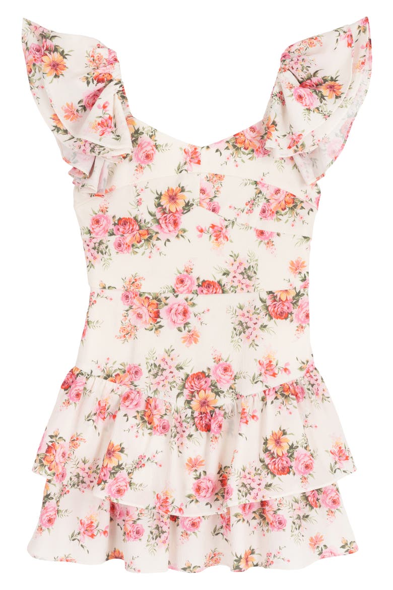 Kids' Floral Crepe Romper, Main, color, IVORY