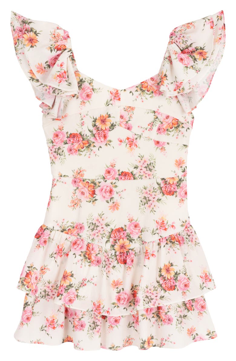 Rare Editions Kids' Floral Crepe Romper, Main, color, Ivory