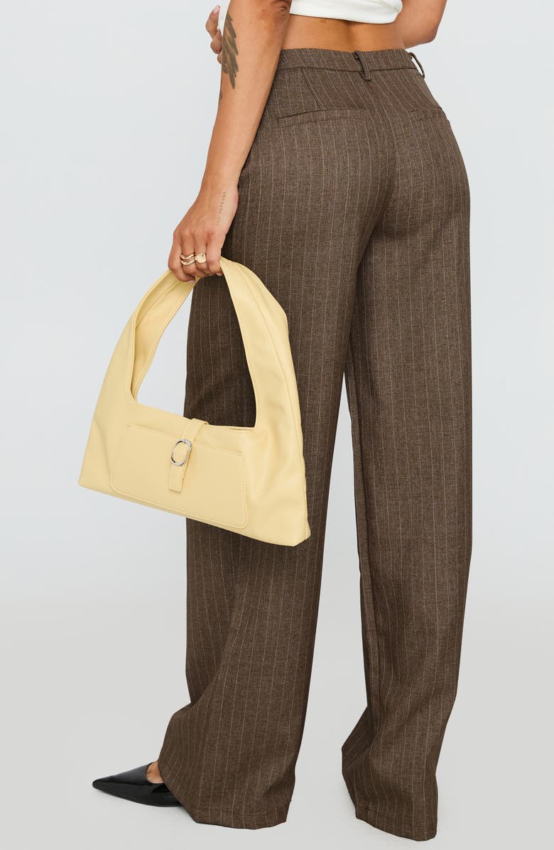 Princess Polly Broadcast Pinstripe Low Rise Wide Leg Pants, Alternate, color, Beige Pinstripe