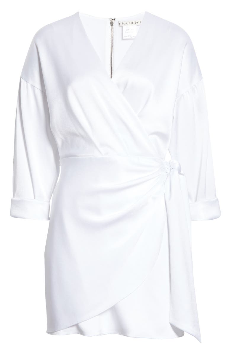 Alice + Olivia Ophelia Faux Wrap Long Sleeve Minidress, Alternate, color, 