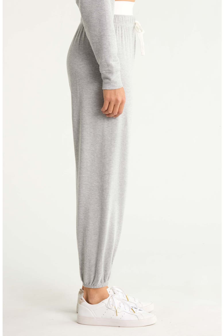 Andie Dual Waist Sweatpants, Alternate, color, HEATHER GREY/ WHITE