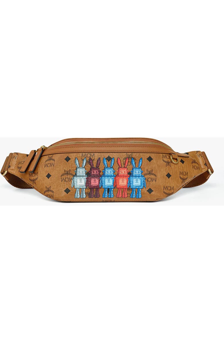 MCM Medium Fursten Belt Bag in Rabot Visetos, Main, color, Cognac