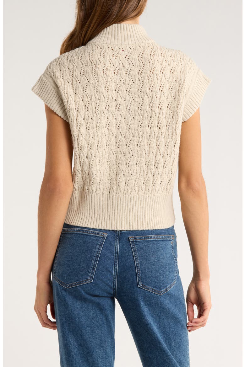Pointelle Sweater Vest, Alternate, color, SUGAR OAK