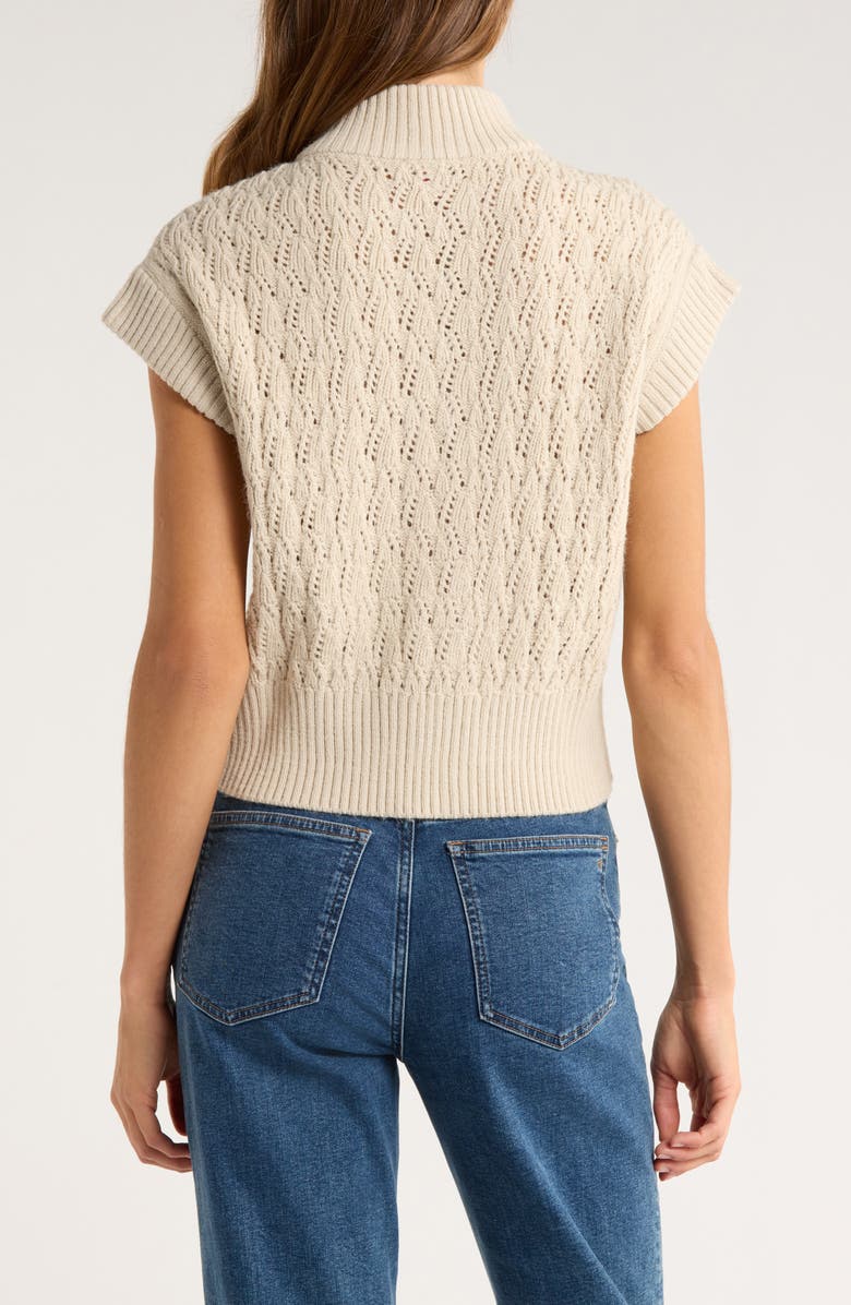 Vince Camuto Pointelle Sweater Vest, Alternate, color, Sugar Oak