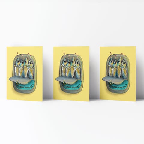 Happy Birthday Greeting Card Pack (3ct) "Birthday Sardines"
