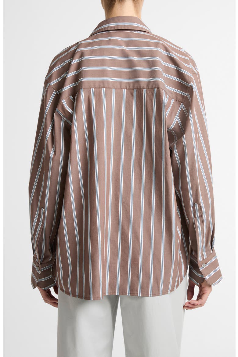 Stripe Cotton Blend Button-Up Shirt, Alternate, color, BROWN MULTI