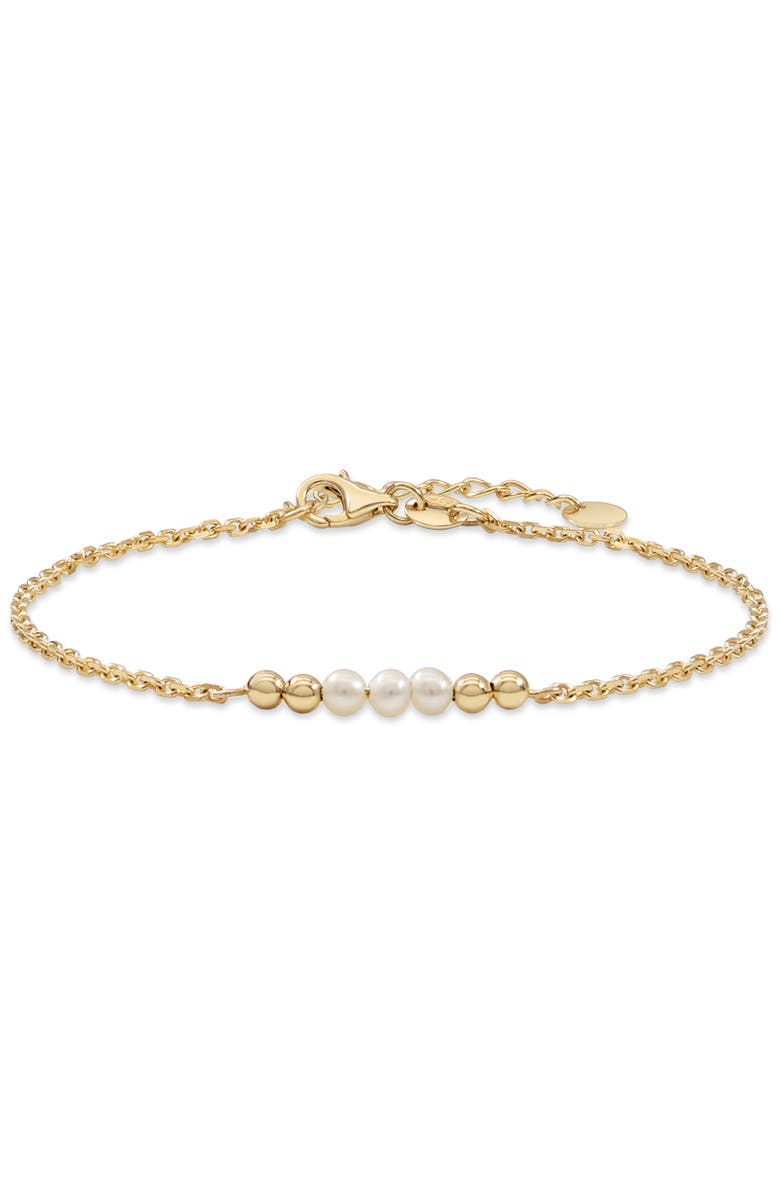 DEVATA Freshwater Pearl Chain Bracelet in 14K Gold, 18mm, Main, color, Yellow Gold