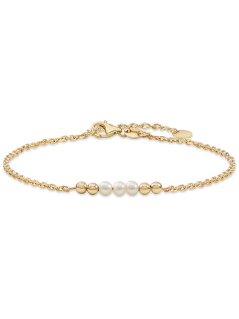 Freshwater Pearl Chain Bracelet in 14K Gold, 18mm