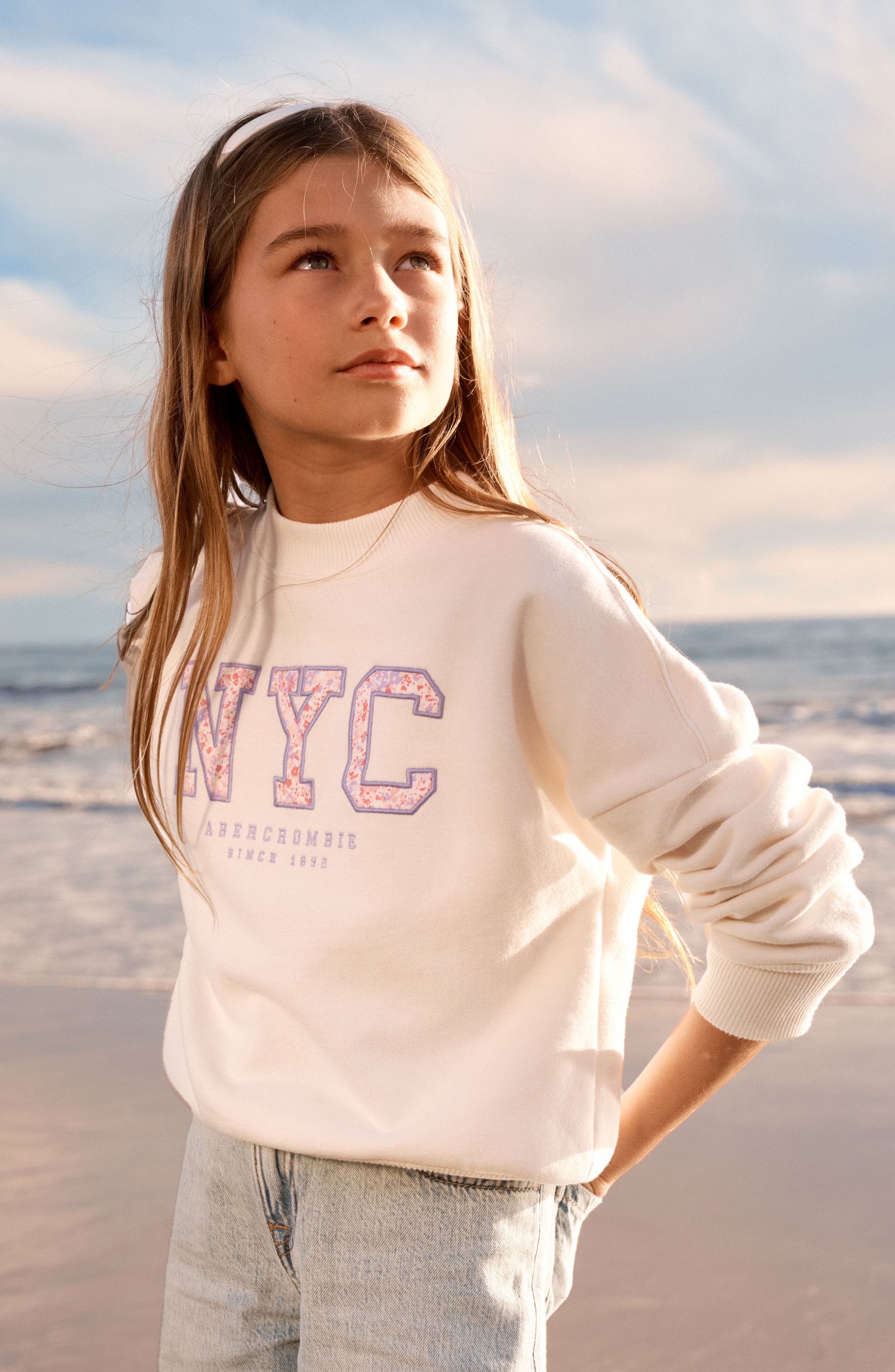 abercrombie kids Kids' Ripped Wide Leg Jeans — фото 7
