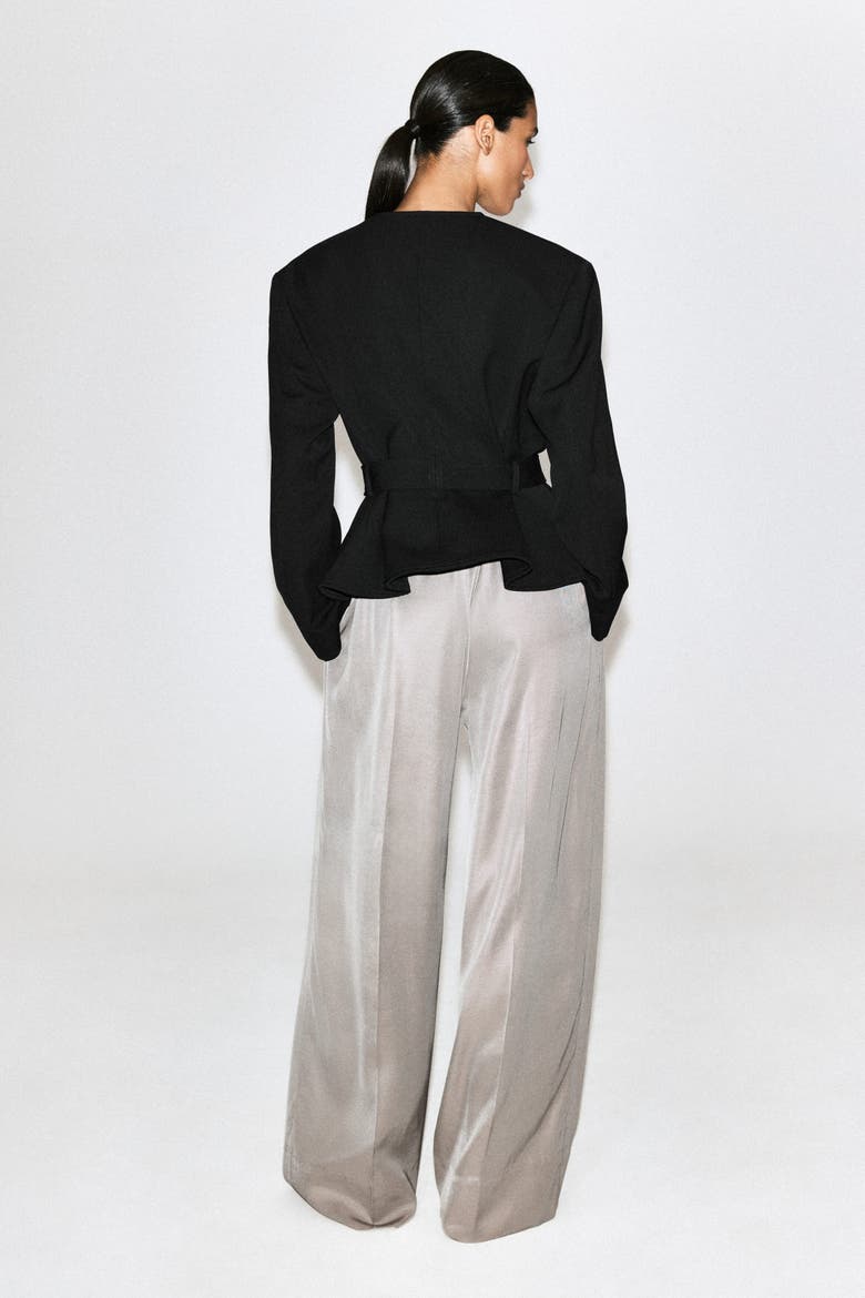 Elasticated Twill Straight-leg Pants, Alternate, color, LIGHT GRAY