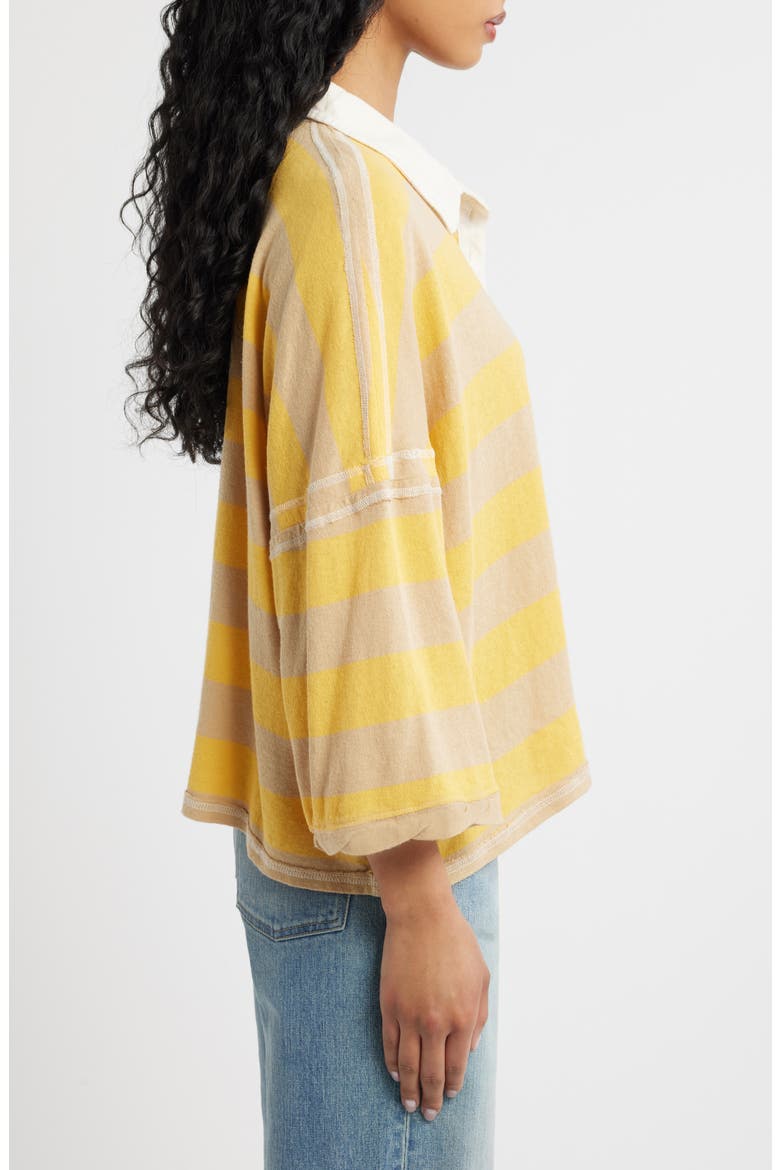Auggie Stripe Top, Alternate, color, OAT LATTE/ YELLOW FIN