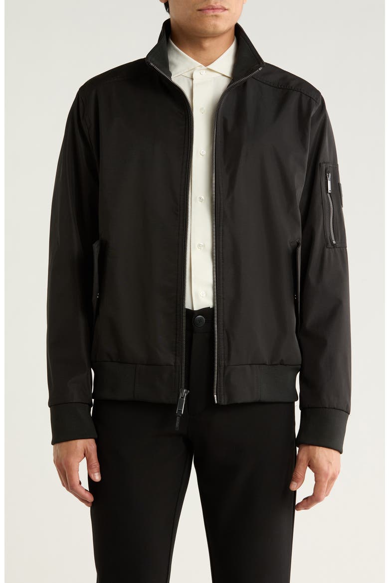 Ripstop Softshell Bomber Jacket, Main, color, BLACK