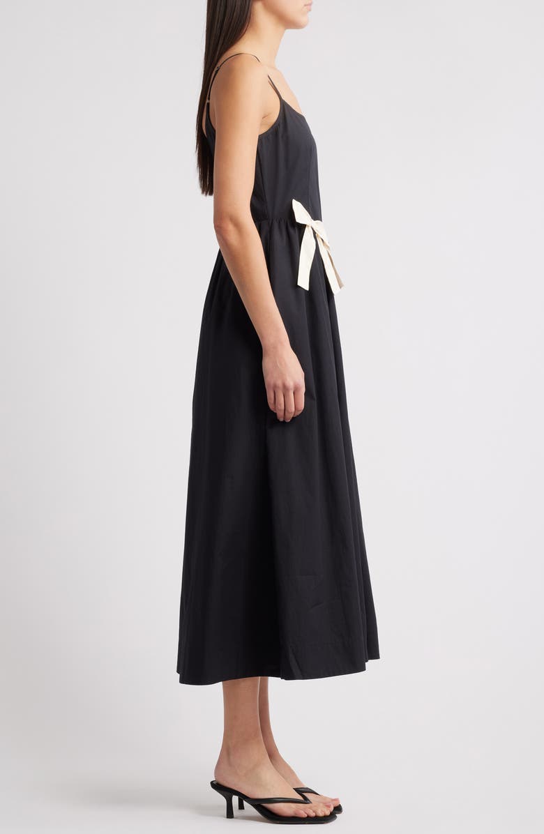 MOON RIVER Bow Detail Cotton Midi Dress, Alternate, color, 