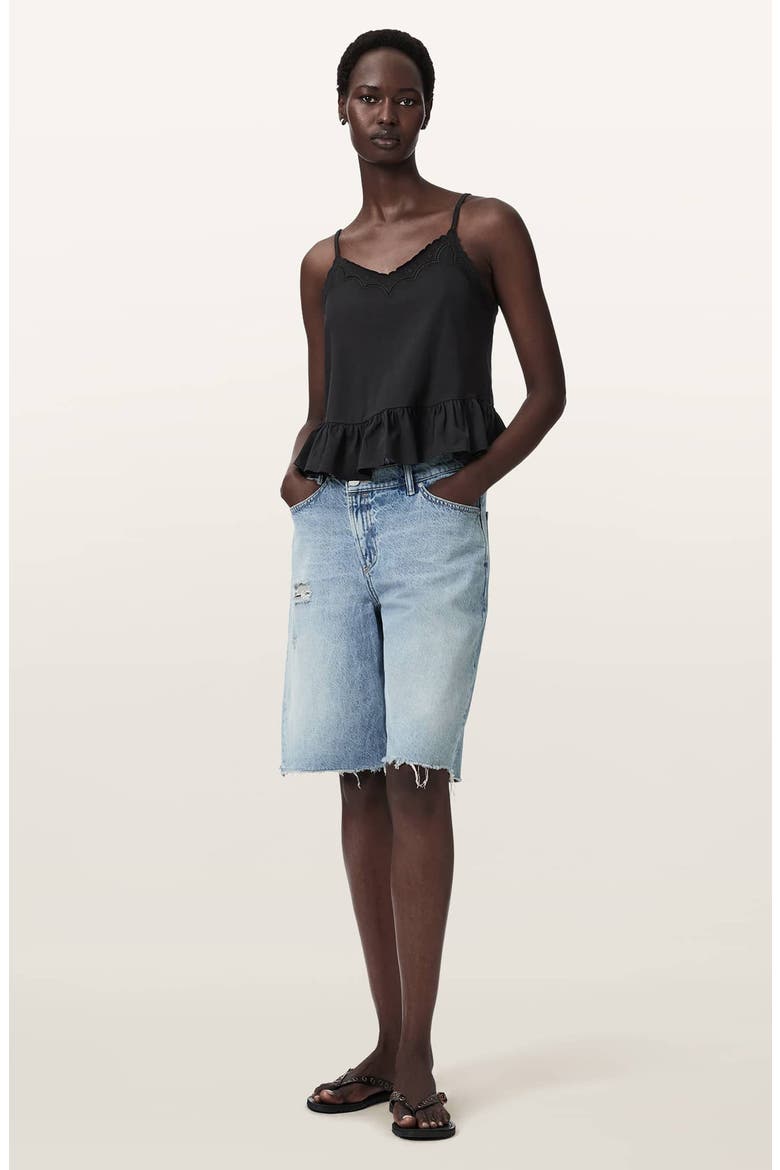 Georgia Lace Trim Peplum Camisole, Alternate, color, BLACK