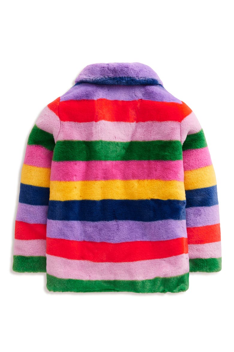 Kids' Fun Faux Fur Coat, Alternate, color, RAINBOW FUR STRIPE