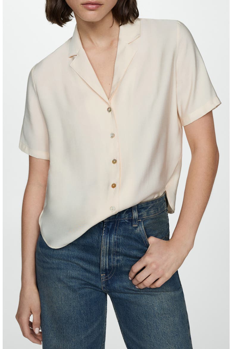 Short Sleeve Satin Camp Shirt, Main, color, ECRU