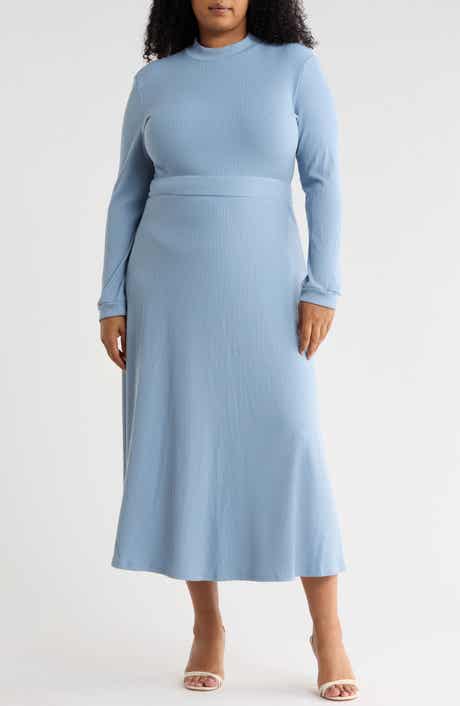 Molly Ribbed Mock Neck A-Line Dress