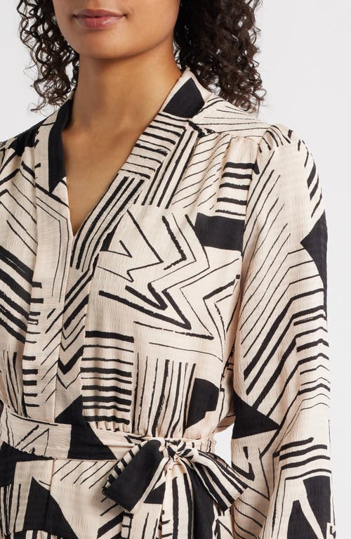 Zoe And Claire Mixed Print Long Sleeve Dress In Multi