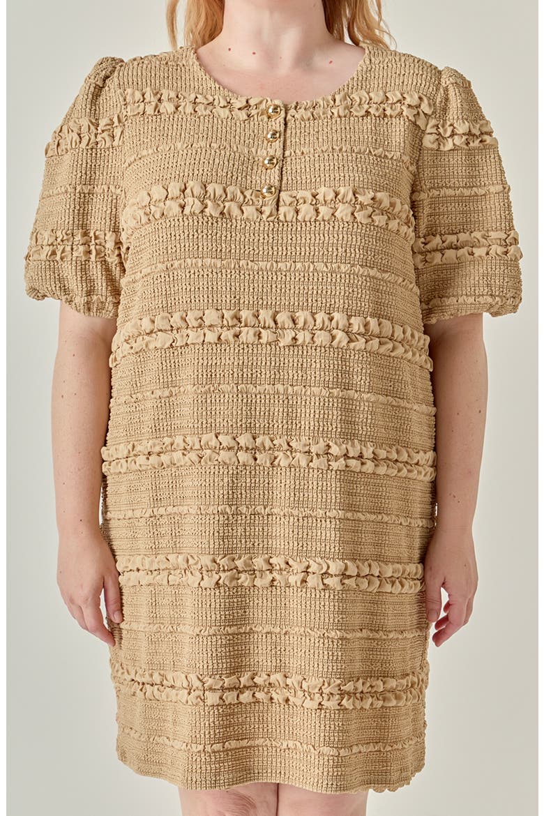 Smocked Minidress, Alternate, color, TAN