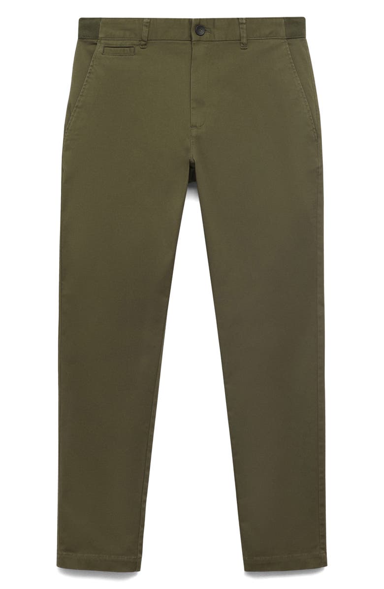 MANGO Prato Crop Tapered Stretch Cotton Chinos, Alternate, color, Khaki Green
