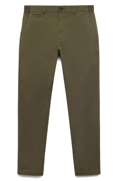 Mango Prato Crop Tapered Stretch Cotton Chinos In Green