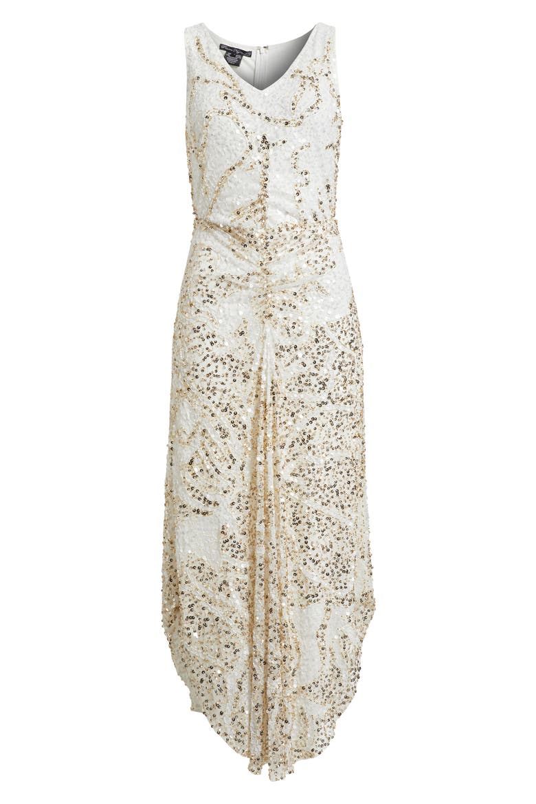 Embellished Sleeveless Evening Dress, Alternate, color, IVORY 156