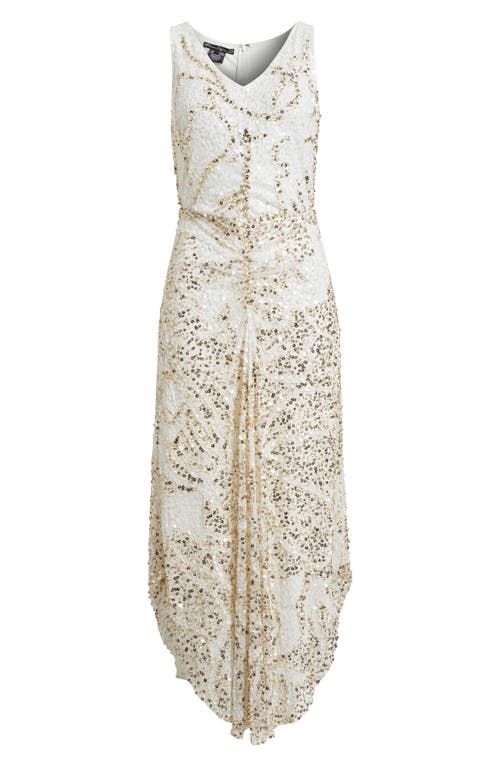 Pisarro Nights Embellished Sleeveless Evening Dress In Ivory 156
