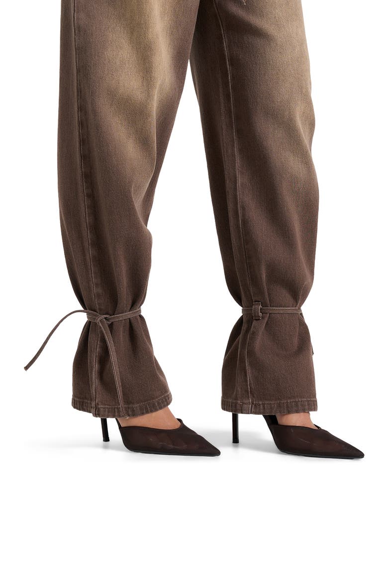 Faye Relaxed Wide Leg Jeans With Tie Waist, Alternate, color, Brown