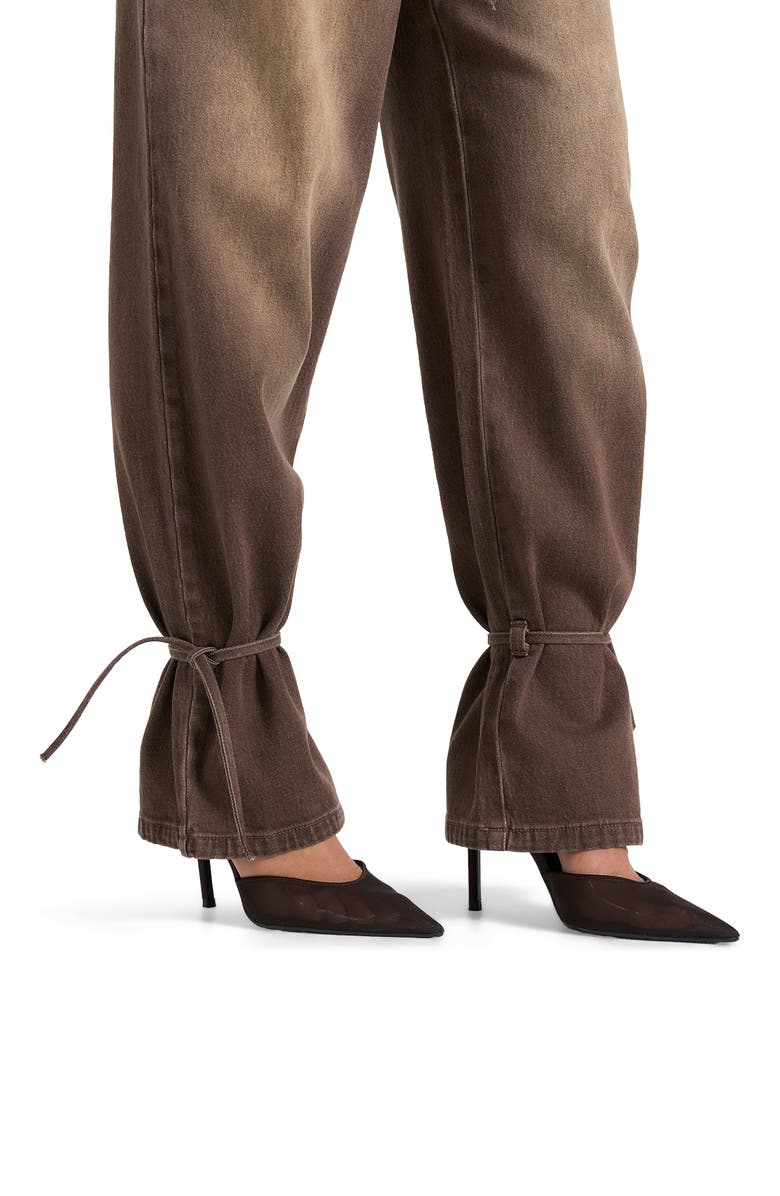Manière De Voir Faye Relaxed Wide Leg Jeans With Tie Waist, Alternate, color, Brown