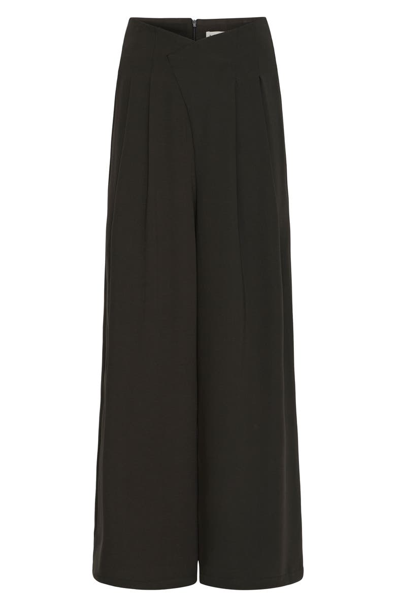 ICHI Ihlinta Pleat Front Wide Leg Pants, Alternate, color, Black