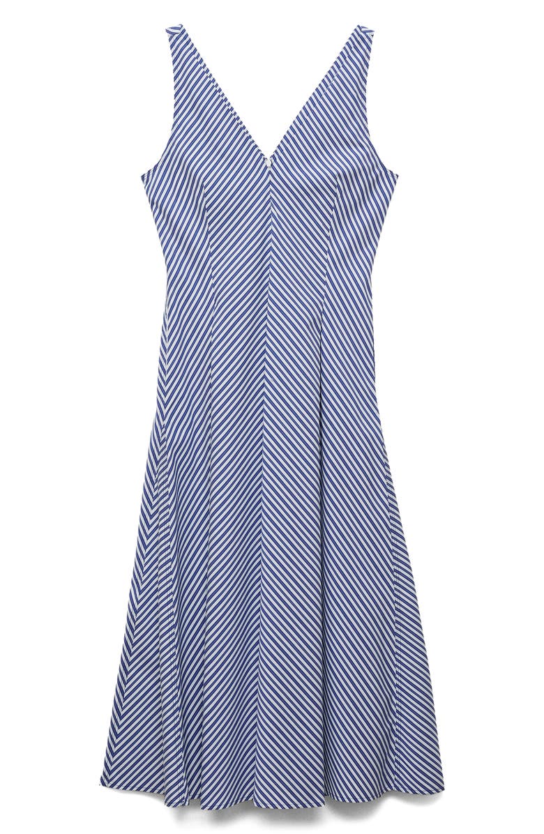 MANGO Prima Stripe Cotton Blend Midi Dress, Alternate, color, Blue