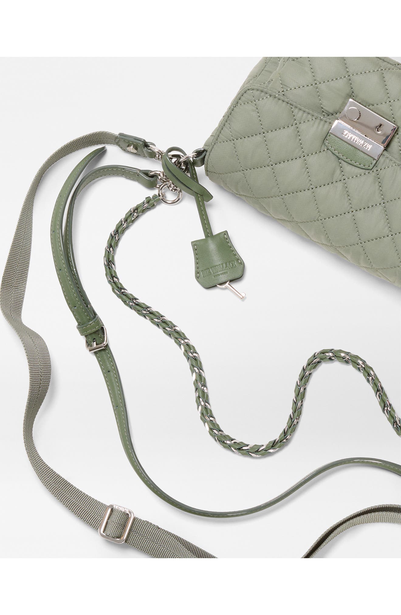 Small Crosby Lock Quilted Nylon Crossbody Bag, Alternate, color, AGAVE GREEN